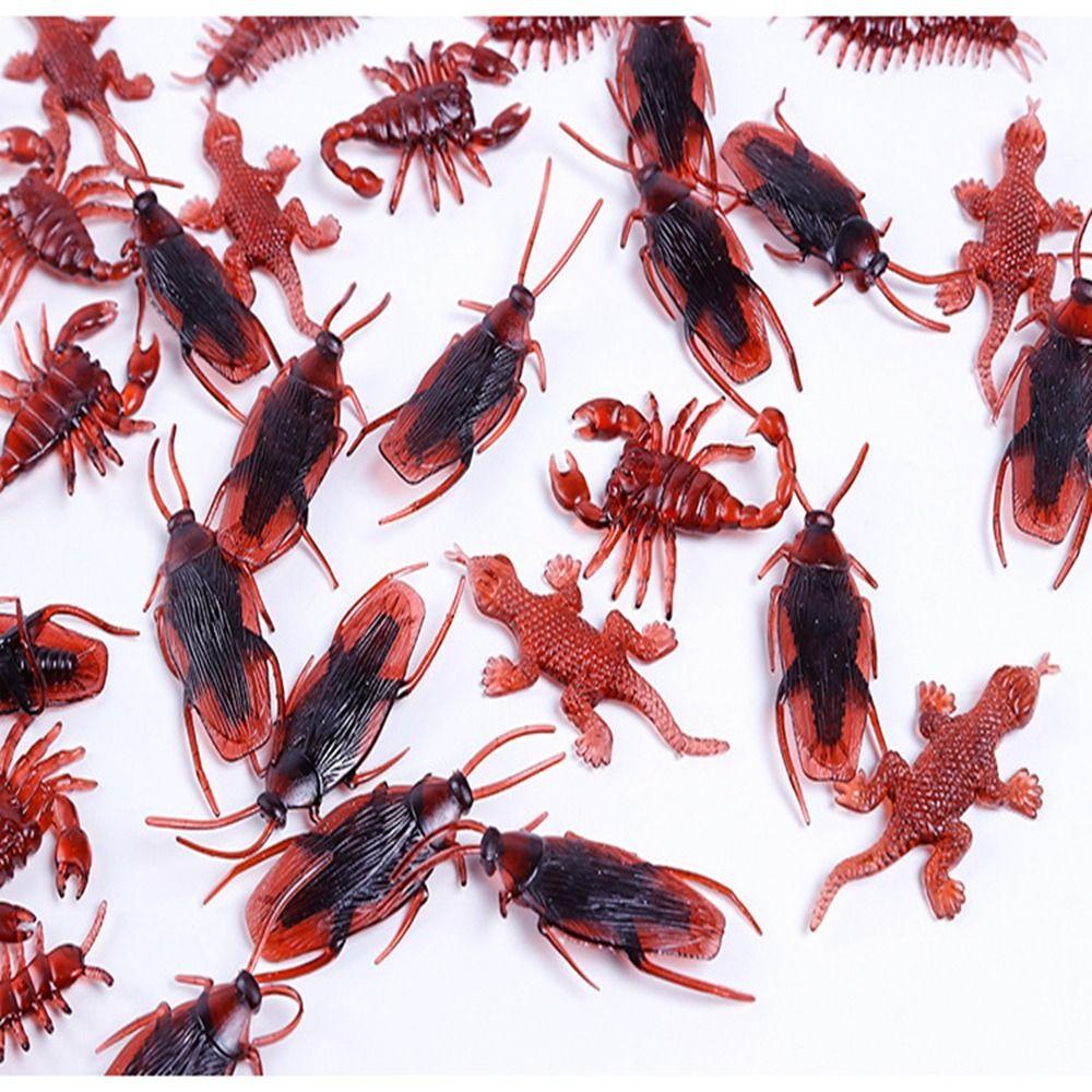 10pcs/lot Prank Funny Trick Joke Toys Special Lifelike Model Simulation Fake Rubber Cockroach Centipede Scorpion Gecko Bug Toy