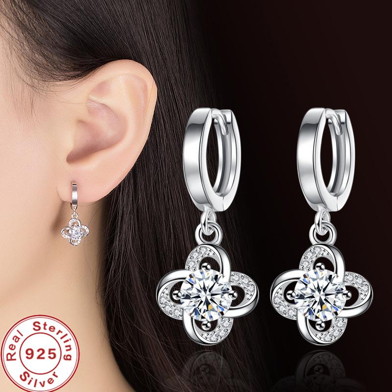 925 Sterling Silver Earrings Eternal Love Design Cubic Zirconia Earrings For Women'S Engagement Jewelry Gifts