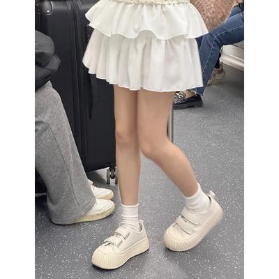 Уродливые милые белые туфли на платформе с большой головой, женские, 2025, новые, удобные и легкие, универсальные, на липучках, повседневные туфли на печенье