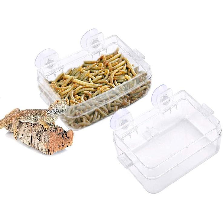 Кормушка для рептилий Миска для хамелеона 2 шт. Миска для корма против побега с присоской для хамелеона, игуаны, ящерицы, кормление рептилий едой и водой (Белый, С)