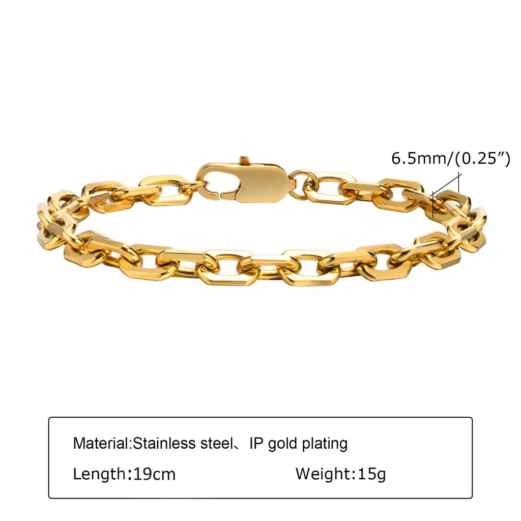 Chunky Stainless Steel Link Chain Bracelet For Woman, Gold Plated Layering Bracelets Wristband Waterproof Zircon