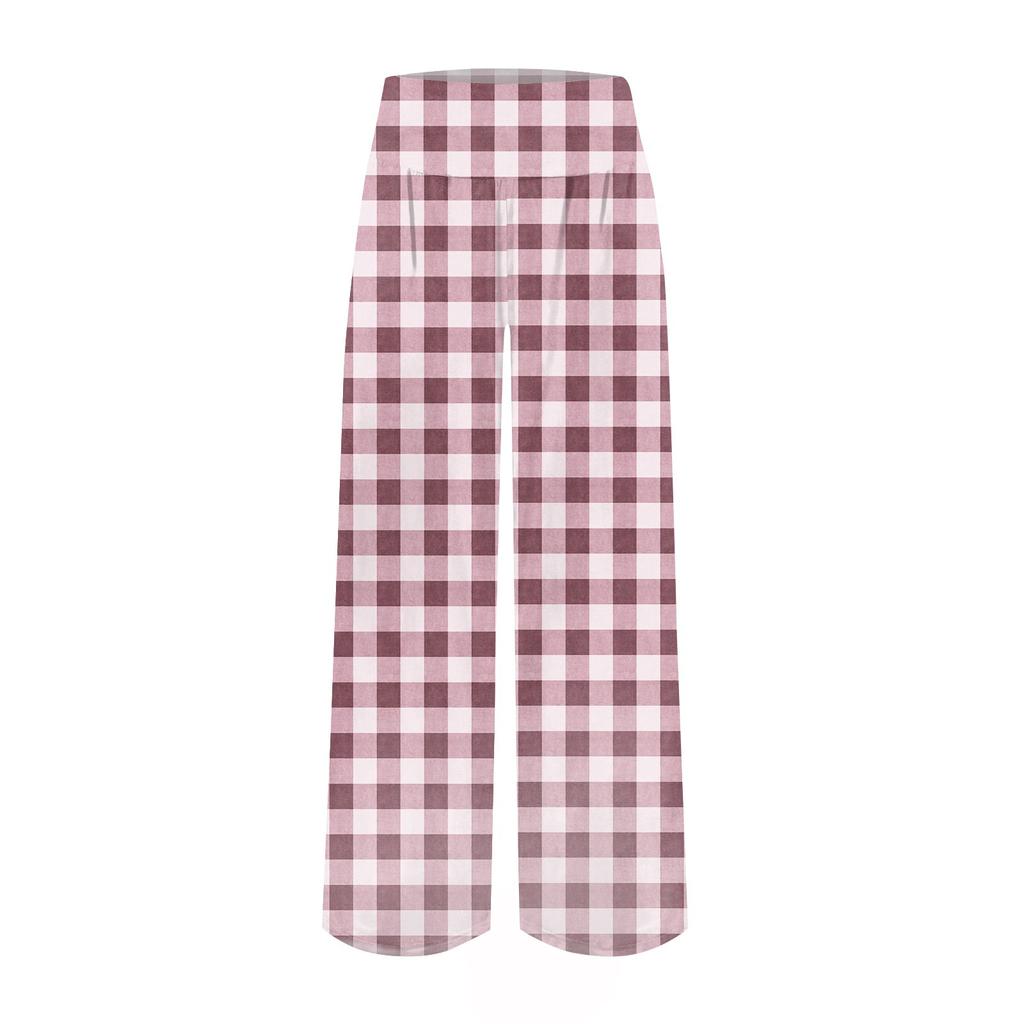 Женские повседневные модные брюки с клетчатым принтом Повседневные брюки