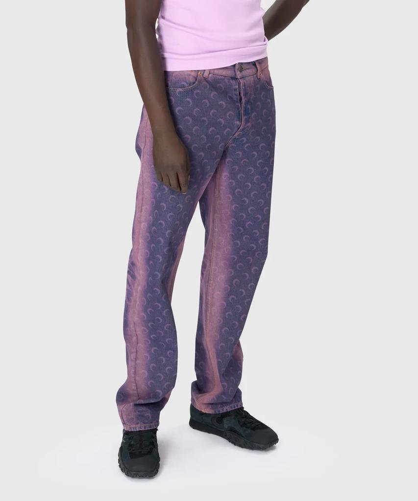 MARINE SERRE (M) Moon Laser Denim Oversized Jeans Lavender Moon Laser Denim Loose Jeans Pu20 Lavender