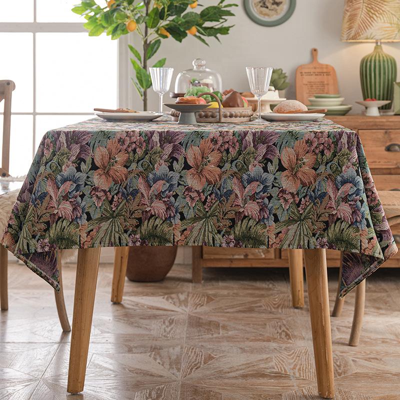 Скатерть в стиле ретро, с масляной живописью, круглая, квадратная, высококлассная, с цветочным декором, накидка, легкая роскошь, многоцелевая накидка