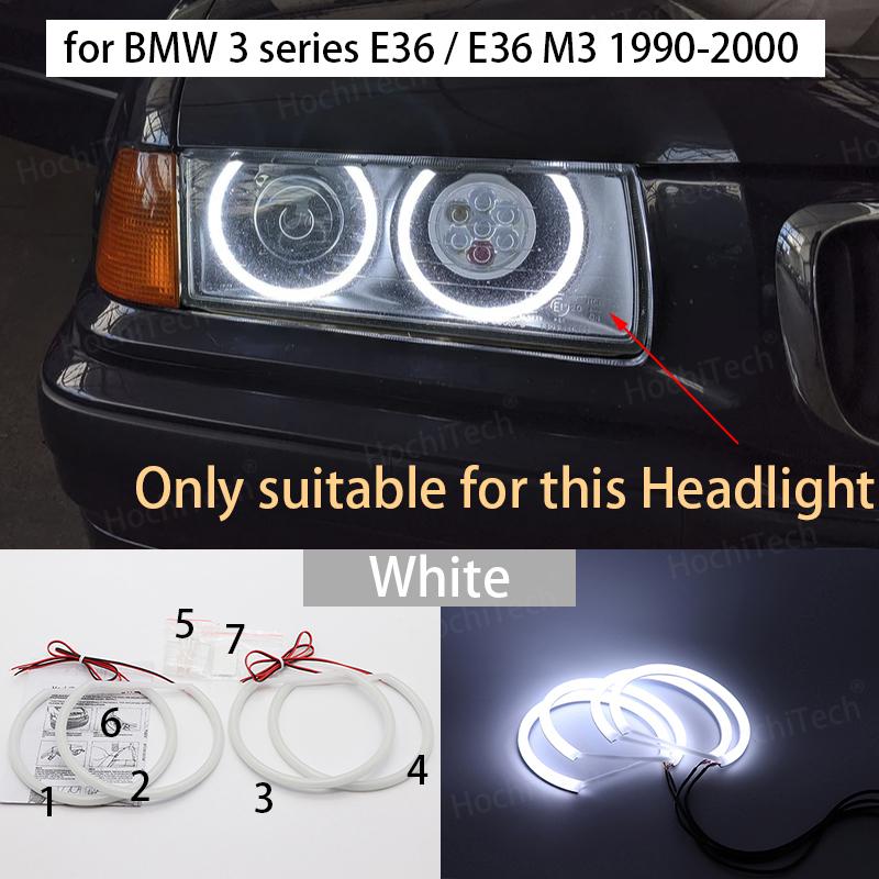 For BMW 3 Series E30 E36 M3 1982-2000 Cotton Switchback LED White Amber Angel Eye Rings DRL Turn Signal Light