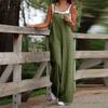Lady Jumpsuit Collarless Spaghetti Strap Backless Sleeveless Loose Wide Leg Full Length Overalls Casual Daily Wear Outfit