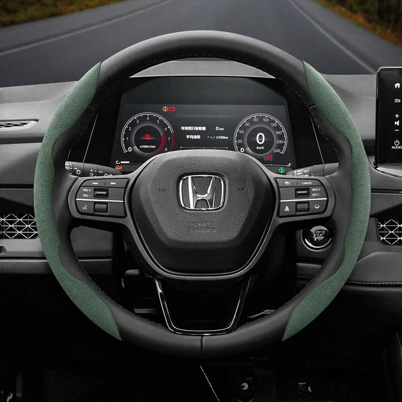 For Honda Suede Snap-on Steering Wheel Cover Fit Civic 2008 Accord 7 8 Vezel Freed 10 Stream Breeze Cr V 3 Shuttle Rn6 Jade