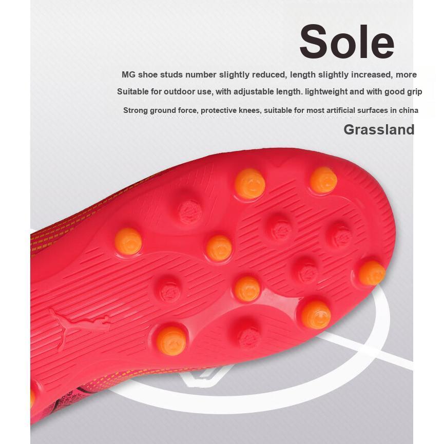 Puma Future 7 Play FG/AG Lightweight Comfortable Low-Top Kids Soccer Shoes Kids Sneaker Red Black Yellow 107736-03