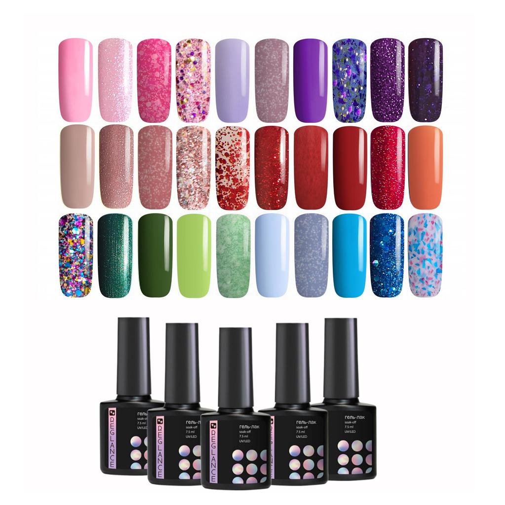 Gel Polish/Base Set Kit 30 Colors Reglance 7.5ml Soak Off UV LED Glass Bottle