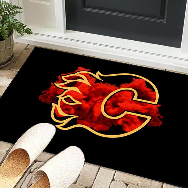 Calgary Flames Area Rug Suitable for Indoor And Outdoor,Carpets for Playroom, Homes, Offices, Living Rooms,Home Decor,Christmas Fan Gift