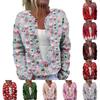 Women's Fashion Christmas Printed Long Sleeve Knitted Cardigan Button Down Jacket