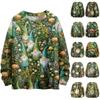 Women's Fashion Casual Long Sleeve Print Knitted Hoodie Top