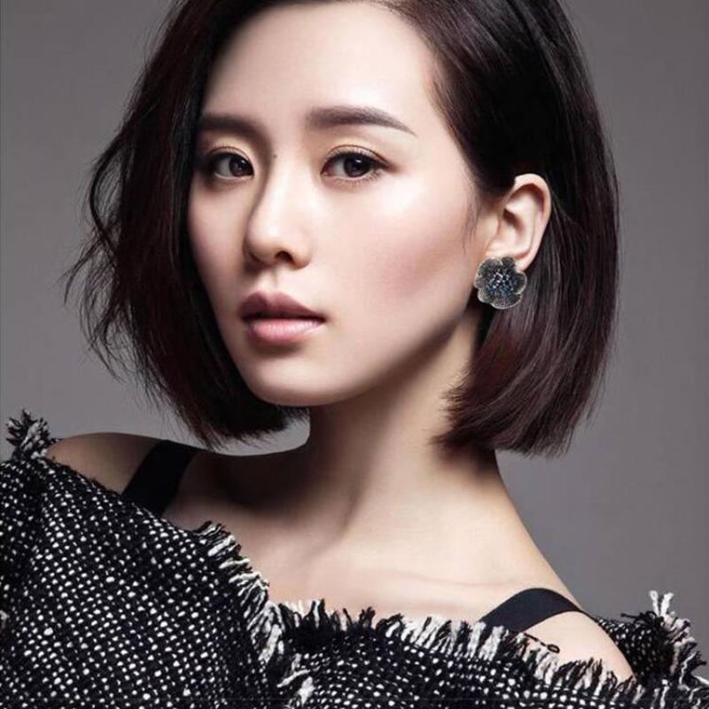 Элегантные женские серьги-клипсы с синим камнем и цветком розы, ювелирные изделия, модные подарки AVE