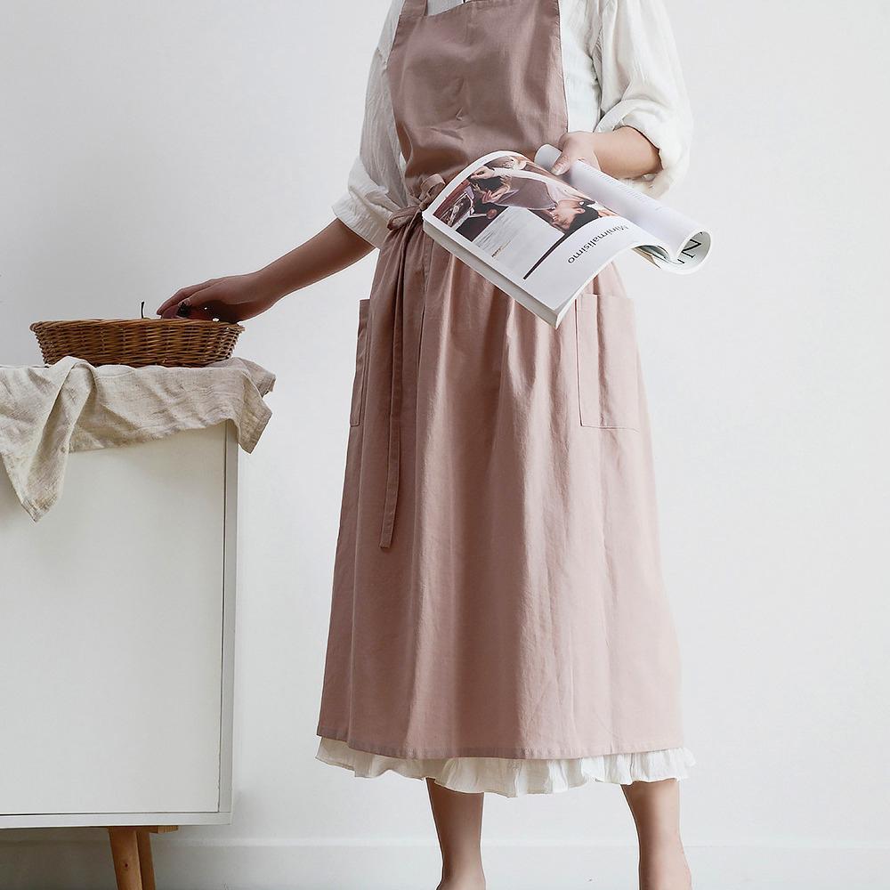 1 шт. Водонепроницаемый хлопково-льняной фартук в корейском стиле, кухонный жилет, нагрудник, рабочий фартук