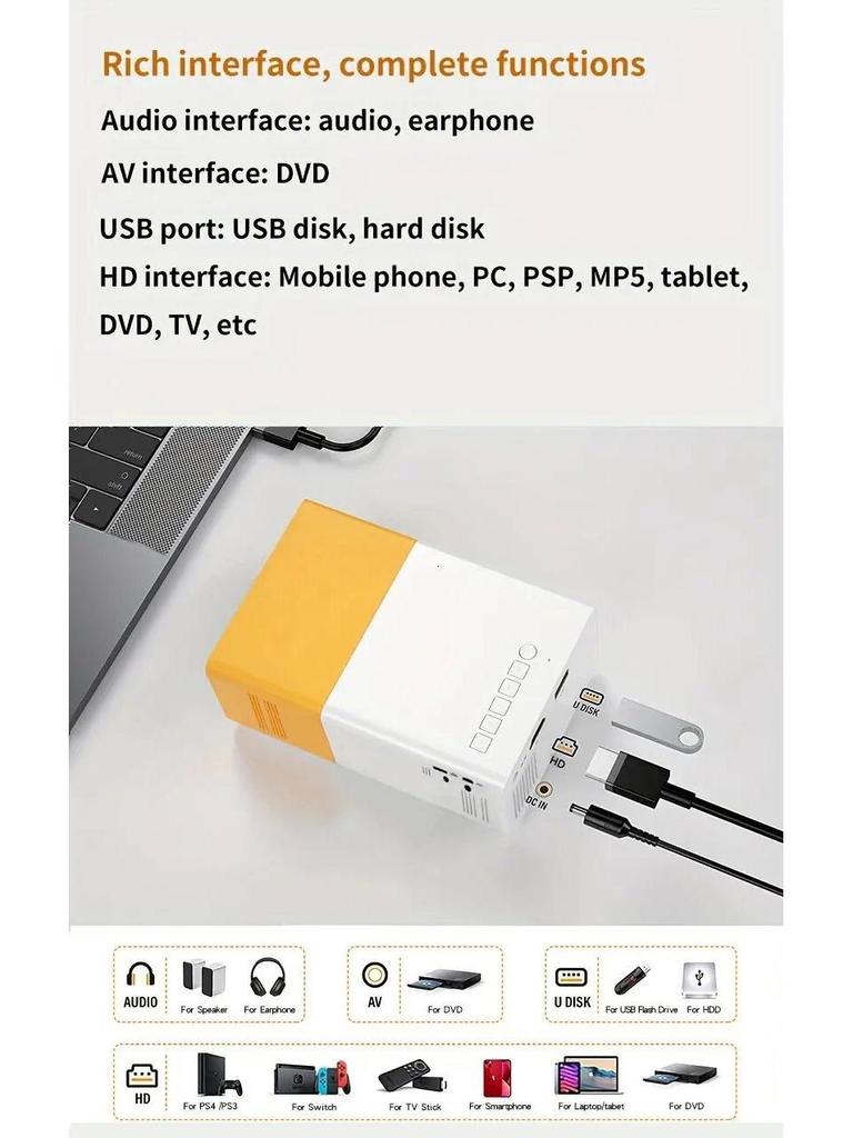 Детский мини-проектор YG300 1080P Портативный для проекции на стену в гостиной