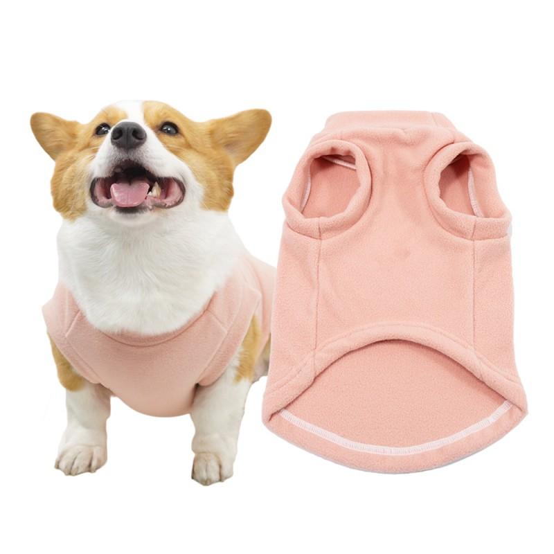 Fleece Pet Hoodie Medium Dogs Winter Warm Coat Solid Color Corgi Sweater