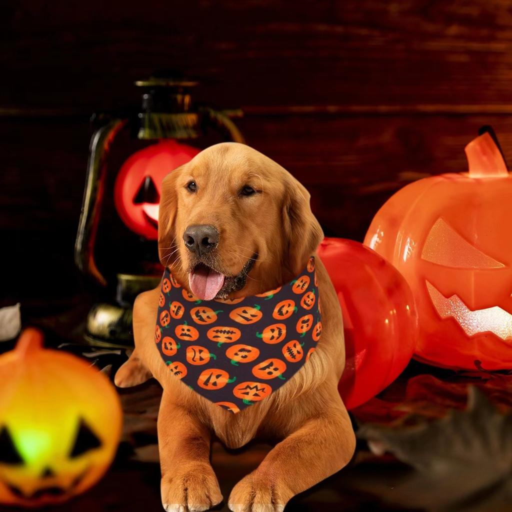 Halloween Pet Bandana Bib Polyester Triangle Scarf for Cats Dogs Fashion Accessory Holiday Costume Dress Up