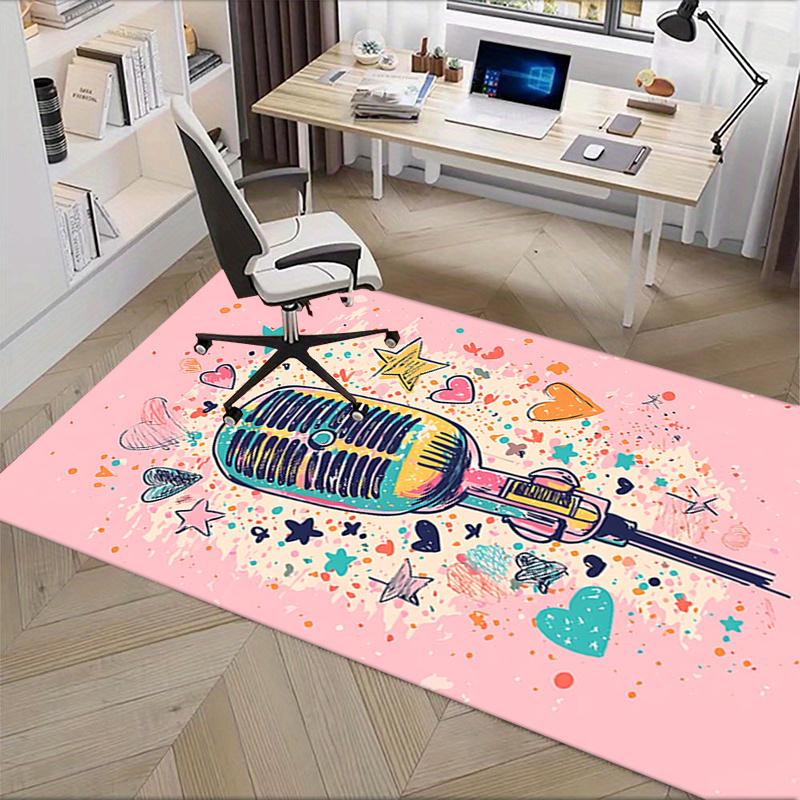 Office Carpet Chair Mat: Colorful Microphone Design, Perfect for Home Decor and Gift Ideas Suitable for Bedrooms, Living Rooms, and Various Rooms