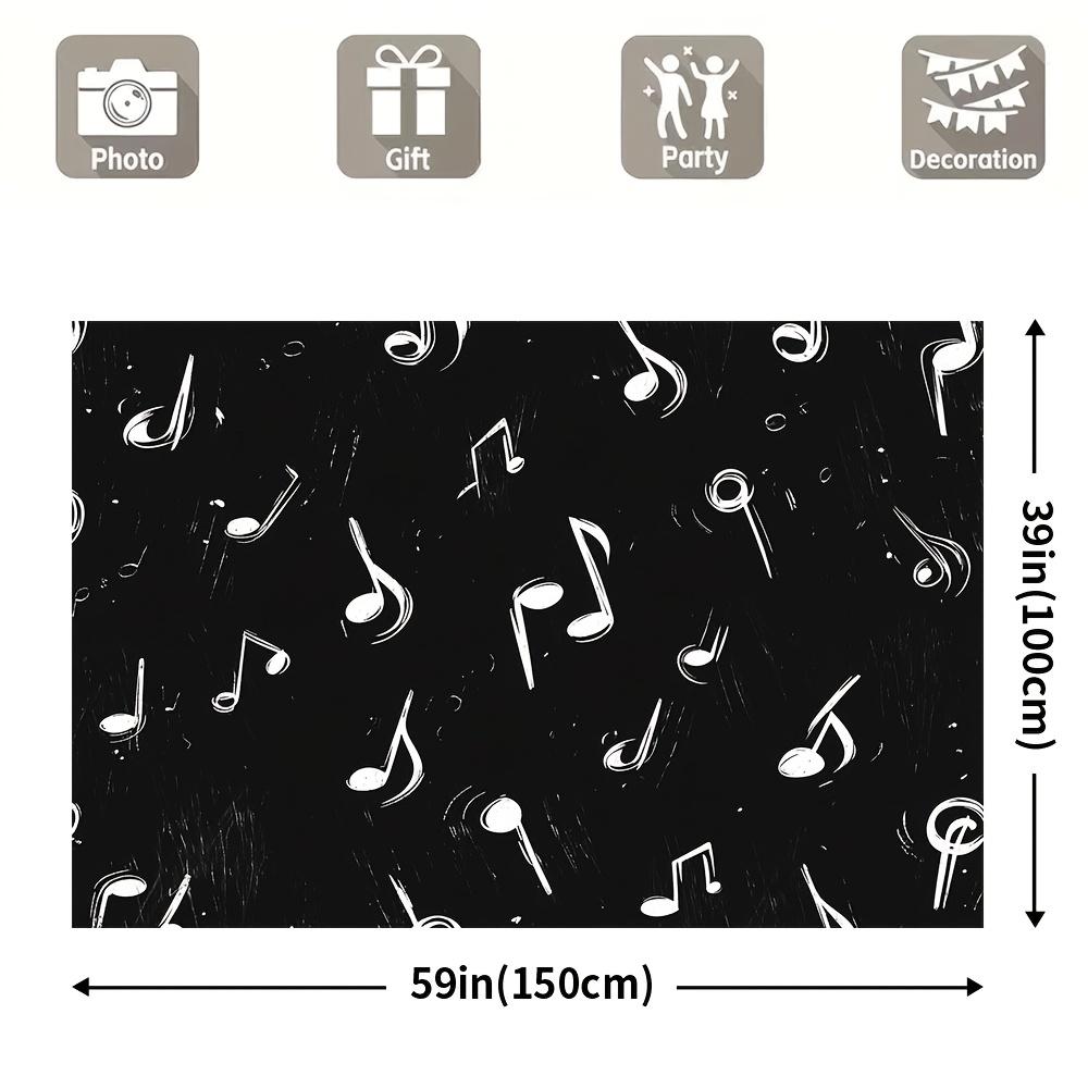 1 piece of Bobo-style music note background fabric, made of polyester, suitable for wedding and general decoration purposes