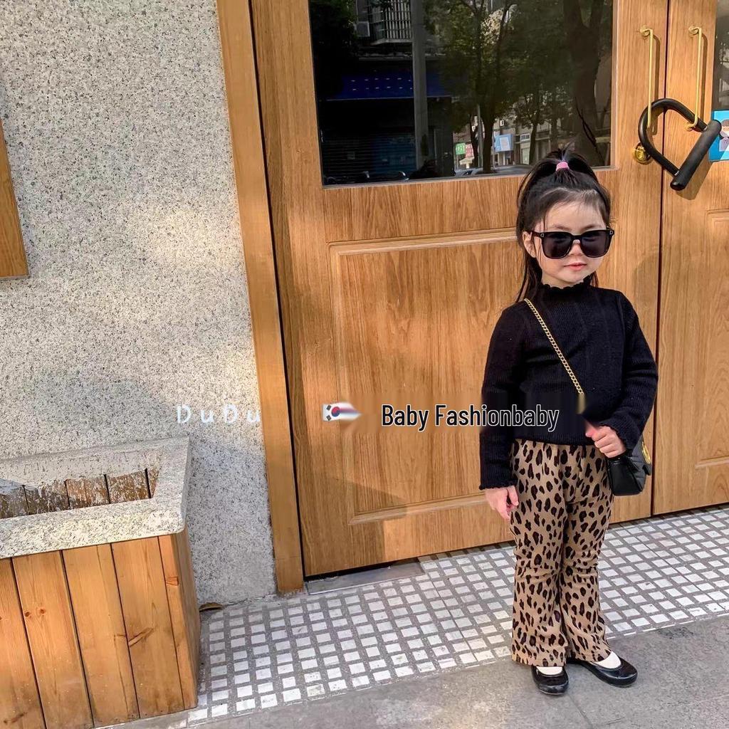 Девичьи флисовые/без подкладки расклешенные брюки - Осенне-зимний корейский стиль детские длинные брюки