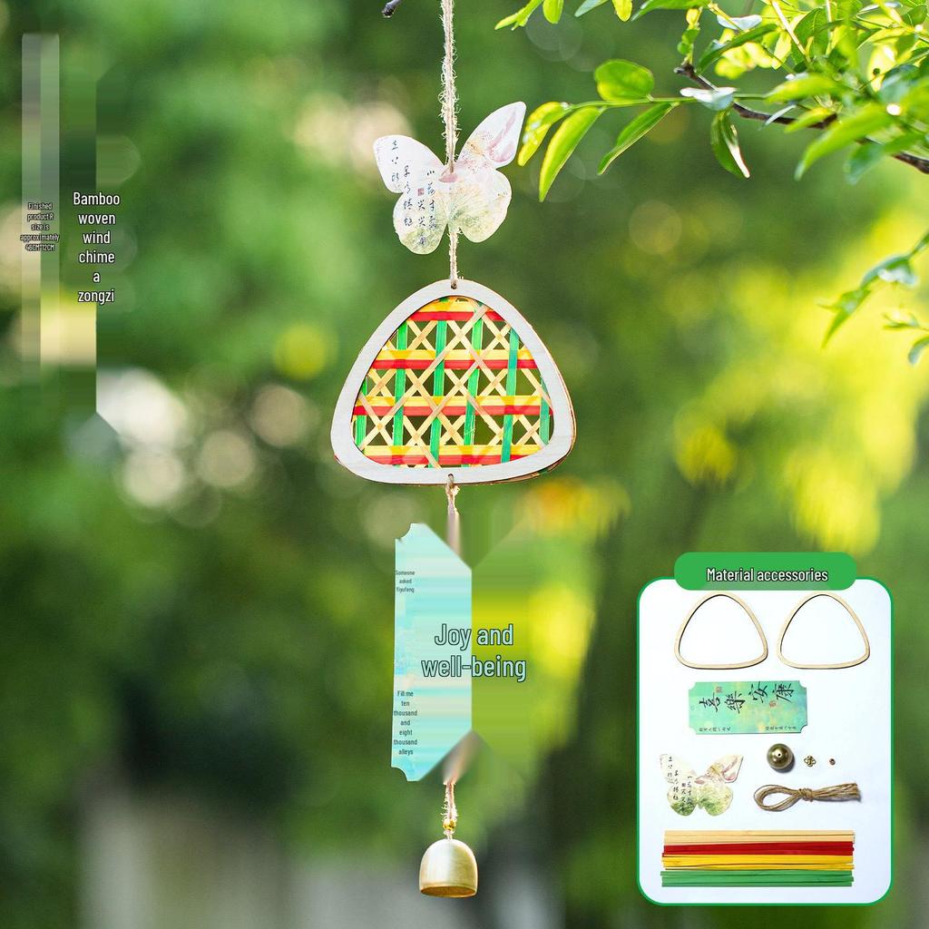 Handmade Dragon Boat Festival Bamboo Wind Chime and Paper Kite Bell Pendant Kit