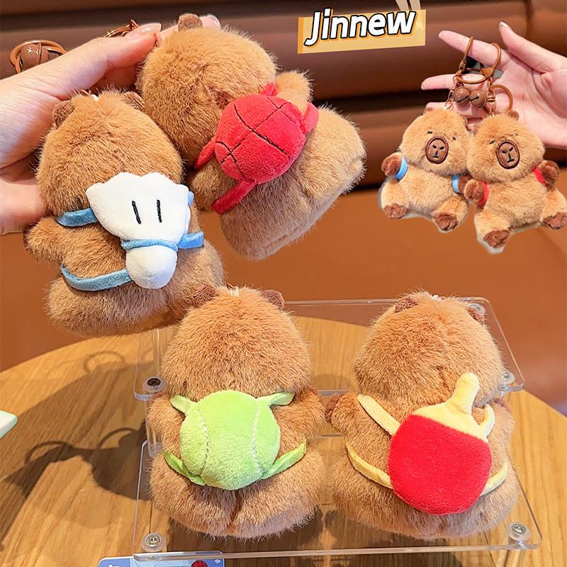 Adorable Jinnew Capybara Plush Keychain Accessory Sports Theme Cute Gift Idea