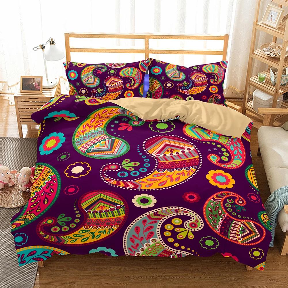 Quilt Cover Set Mandala 100% High Quality Home Textile Bedding Set Queen Size Double Bed Linens Chinese Duvet Cover Set Luxury