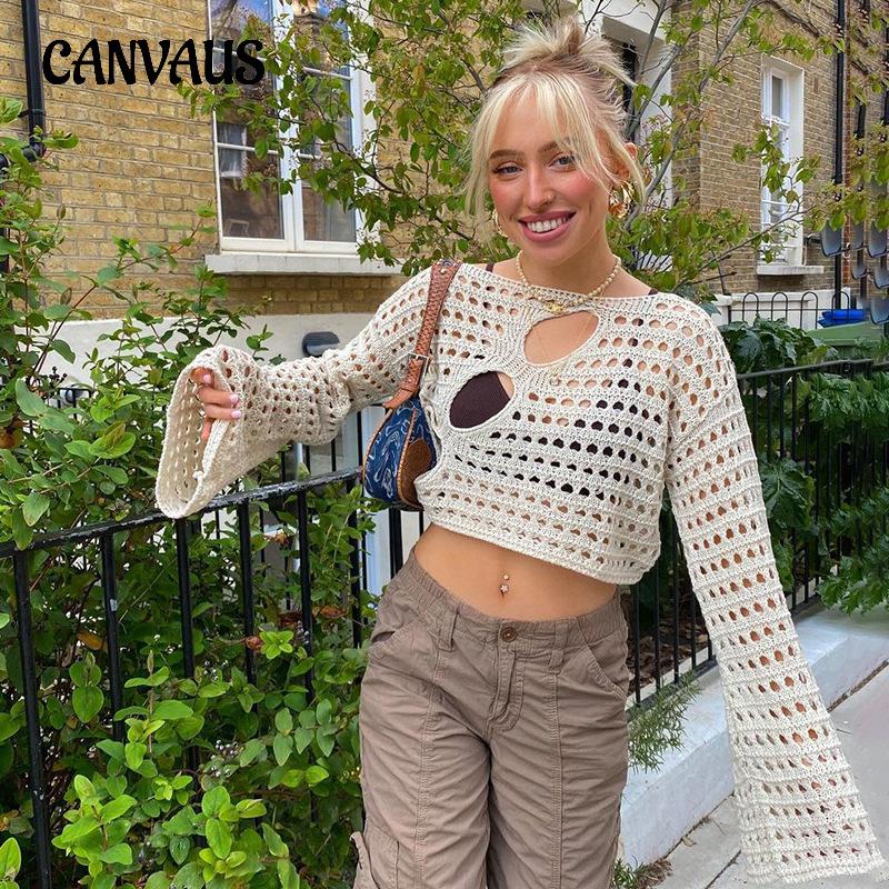 Women's Blouse Sexy Irregular Hole Breaking Hollow Knit Women's Blouse Tops