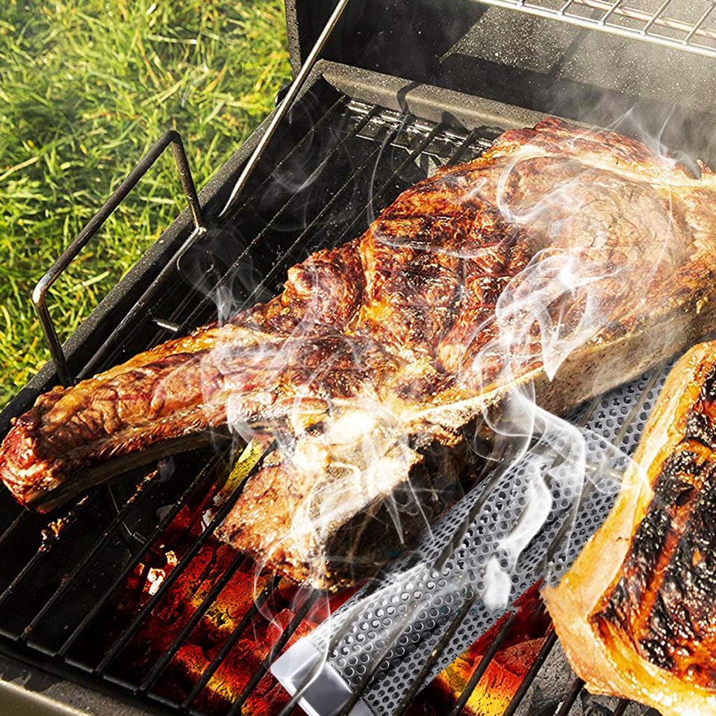 304 Нержавеющая сталь Трубка для копчения Барбекю Усилитель дыма Портативная трубка для гриля Металлическая текстура для опыта копчения