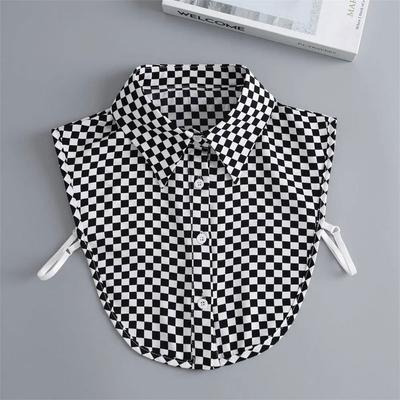 Women's Stylish False Collar Detachable Half Shirt Blouse False Collar Plaid Shirt Dickey for Women Girls Matching Outfits