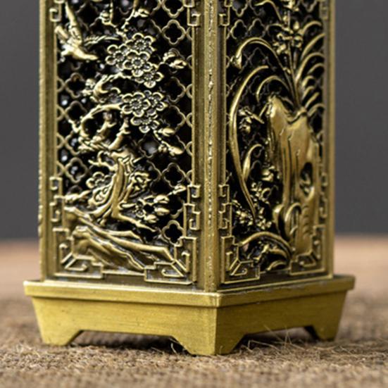 Кубическая курильница с цветочным узором, держатель для благовоний из цинкового сплава, традиционная подставка для благовоний, домашний декор