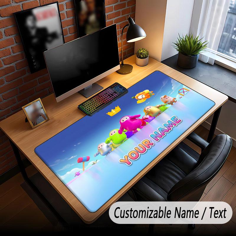 Custom Name Text Big Mouse Pad,Fall Guys Soft Non Slip Extended Desk Mat For Home Office