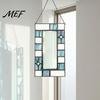 Portable Hanging Photo Holder Acrylic Frame Light Catcher, Retro Stained Glass Style Church Window Decor Display with Chain, Transparent Decorative