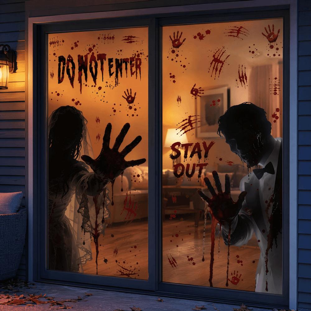 Ghost Claws Halloween Static Cling Decal Spooky Party Door Stickers Festive Decorations