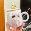 Корейский мультфильм милый бегемот керамическая чашка с крышкой ложка кружки для кофе бесплатная доставка персонализированные подарки кружка для кофейных чашек посуда для напитков