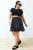 Women's Fashion New Plus Big Size Skirt Black Floral Skirt Ruffle Mini Woven Skirt