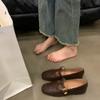 Французские ретро-туфли на низком каблуке из кожи, новые осенние туфли Мэри Джейн, плоские мокасины
