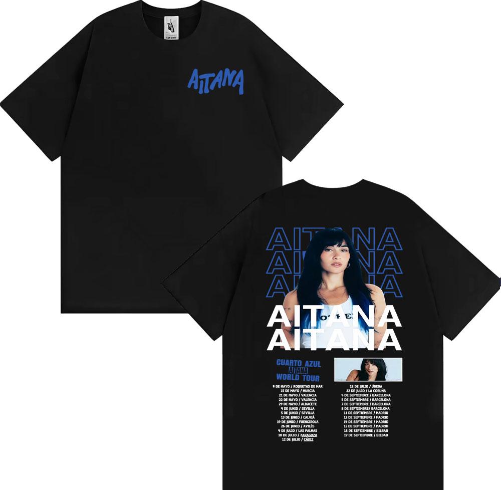 Singer Aitana Cuarto Azul Album Cover Graphic TShirt UNISEX Women Summer Cotton YK Clothing Oversize Round Neck Short Sleeved Tee