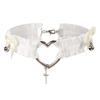 Popular Elastic Decoration Female Lady Heart Bow-knot Cross Leg Ring Choker Necklace for Dating Harness