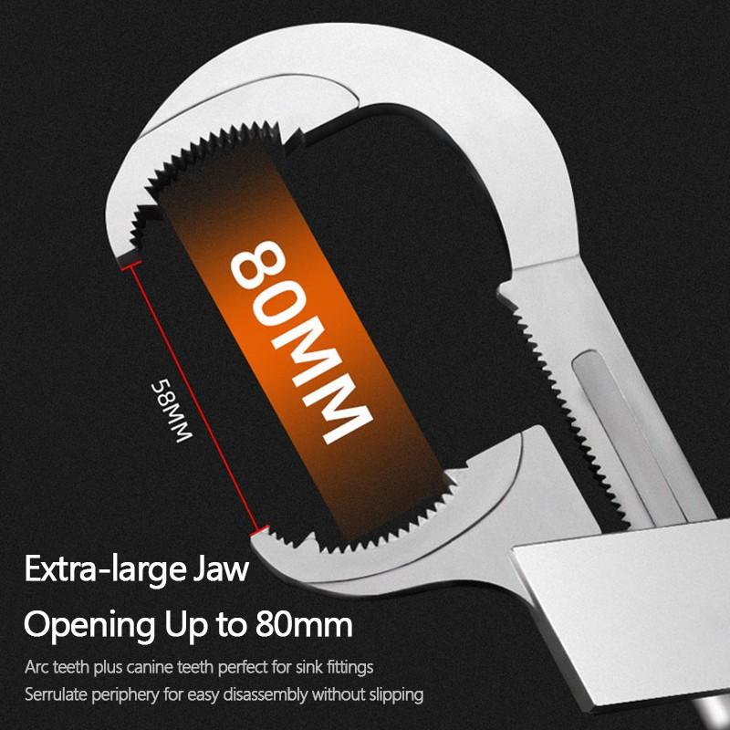 Многофункциональный ключ Регулируемый большой гаечный ключ 80 мм Гаечный ключ Раковина Гаечный ключ Кран Канализационные водопроводные трубы Инструменты для ремонта сантехники