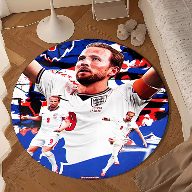1PC Football Player Kane Round Rug for Livingroom,Bedroom, Palyroom, Chair Rug, Area rug, Circle Carpet, Large Size Fan Christmas gift