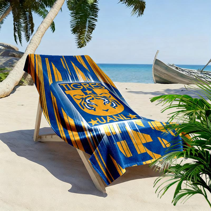 Пляжное полотенце с принтом Tigres UANL, Большое, Мягкое, Быстросохнущее, для Пляжа, Кемпинга, Плавания
