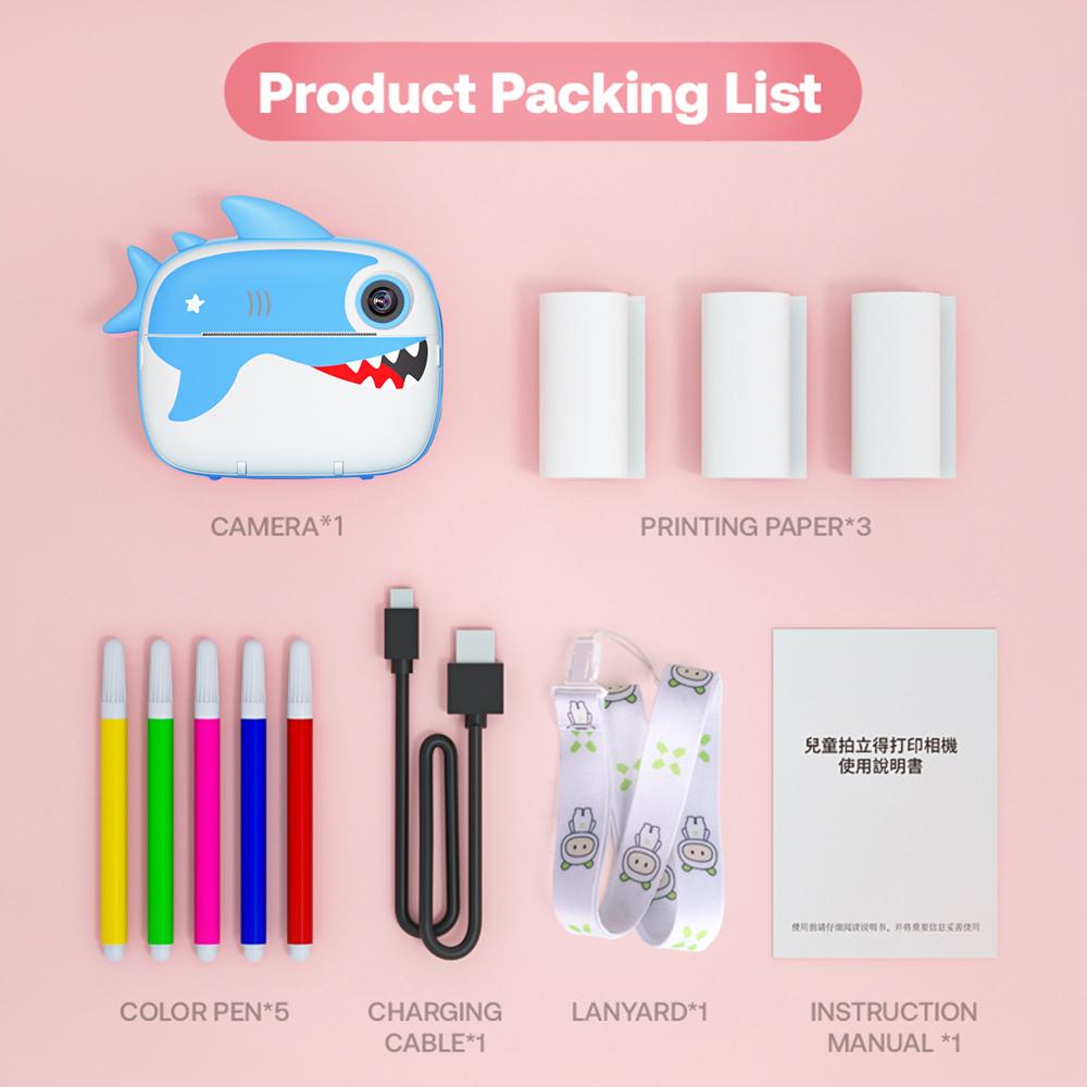 2,5K милая детская камера мгновенной печати 12-мегапиксельная детская цифровая камера детская камера мгновенной печати с 2,4-дюймовым экраном