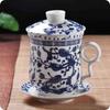 Китайская керамическая чашка из Цзиндэчжэня, сине-белая фарфоровая личная чашка с крышкой, фильтром, чашка для встреч с пузырьками, офисная чашка