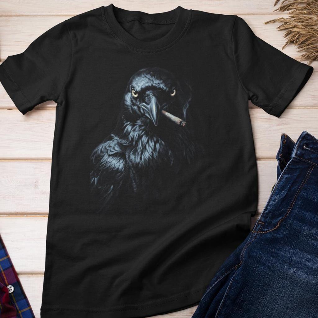 Raven Shirt - Smoking Raven | Gothic Cotton Tee