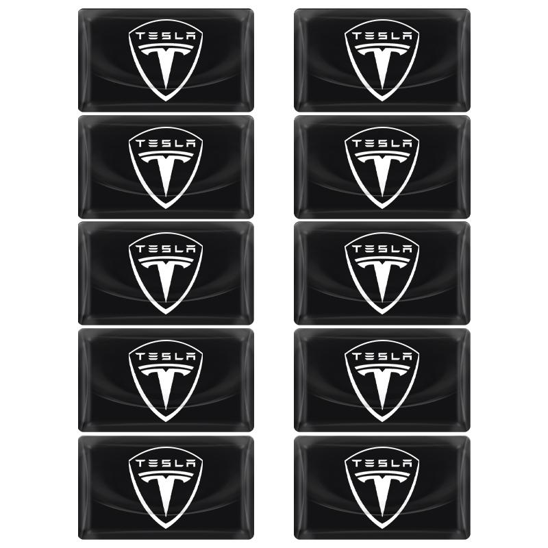 XLGJS1 10Pcs 3D Epoxy Badge Emblem Car Interior/Exterior Decorative Stickers for Tesla Model 3 Model S Model X Y Roadster Hub Caps