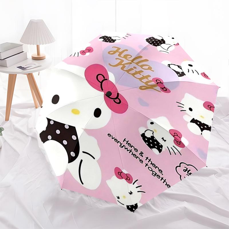 1pc Hello Kitty Automatic Opening/Closing Umbrella with Foldable Design, 8-Rib Iron Frame, Outdoor, Perfect Gift for Fans, Travelers, Daily Use, Festi