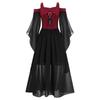 Kids Girls Renaissance Costume Halloween Cosplay Vintage Dress Up Cold Shoulder Lace Up Front Dresses