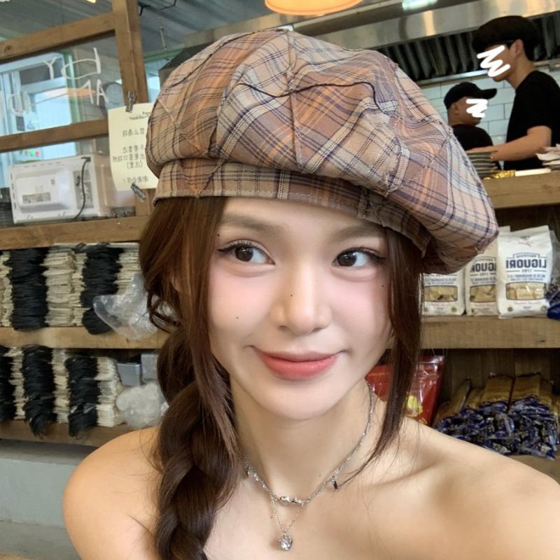 Японские клетчатые береты в тон цветам для женщин и лета, осени, модные, универсальные, повседневные, солнцезащитные, ретро-шляпы-тыквы