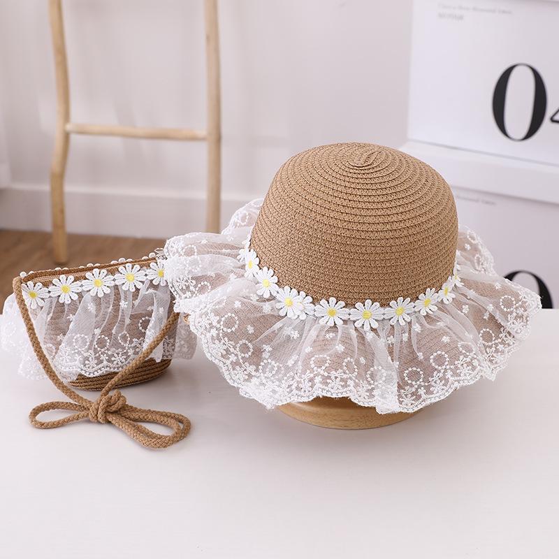 Summer Children's Sun Protection Beach Straw Hat Princess Girl's Vacation Woven Sun Hat